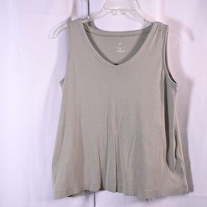 J Jill Womens XS Gray Grey Pima Cotton Rounded V-Neck Tank Top Sleeveless